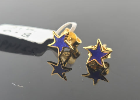 21K Solid Gold Designer Star Studs E221499 - Royal Dubai Jewellers