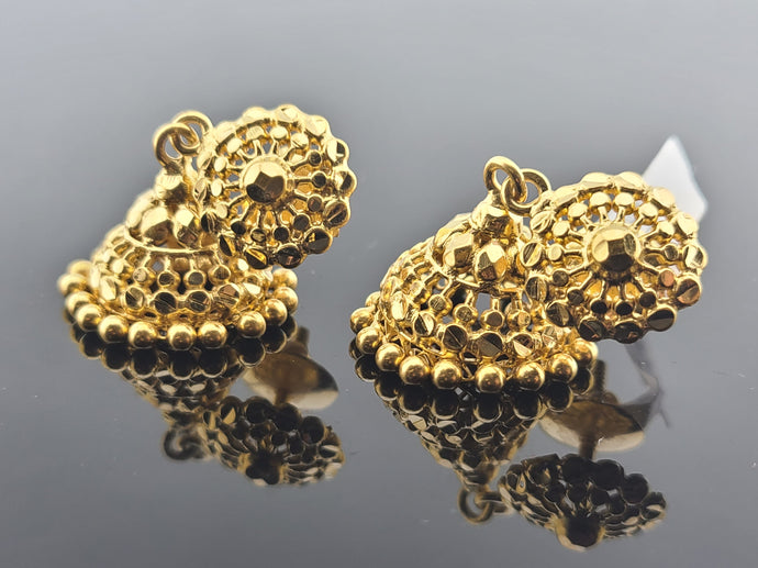 22K Solid Gold Small Jhumki Earrings EE44 - Royal Dubai Jewellers