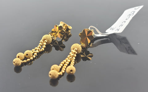 22K Solid Gold Designer Long Earrings E2220326 - Royal Dubai Jewellers