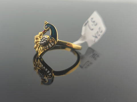 22K Solid Gold Peacock Ring R10015 - Royal Dubai Jewellers
