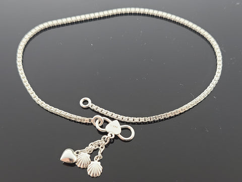 Sterling Silver Designer Pair Of Anklets SA28 - Royal Dubai Jewellers