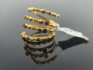 22K Solid Gold Spiral Ruby Ring R9660 - Royal Dubai Jewellers