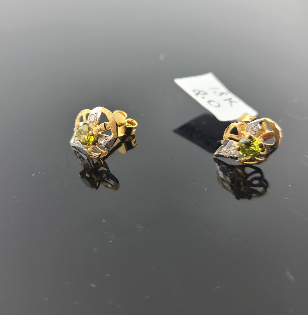 18K Solid Gold Two Tone Studs E221358 - Royal Dubai Jewellers