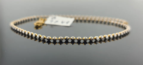22K Solid Gold Two Tone Beaded Anklet B9749 - Royal Dubai Jewellers