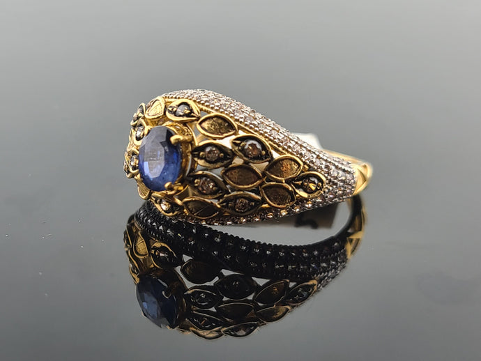 22K Solid Gold Multicolored Zircon Ring R6946 - Royal Dubai Jewellers