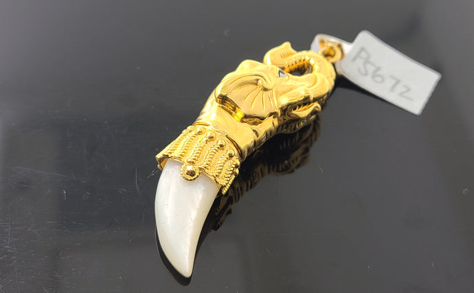 22K Solid Gold Elephant Pendant P5672 - Royal Dubai Jewellers