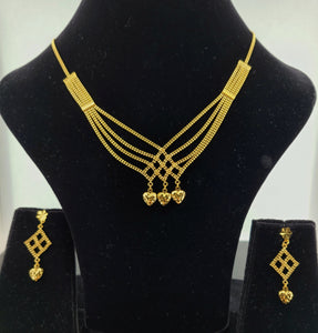 22K Solid Gold Designer Heart Necklaced Set LS1688 - Royal Dubai Jewellers