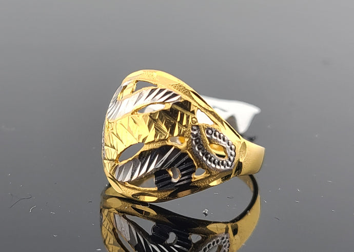 22K Solid Gold Two Tone Designer Ring R9730 - Royal Dubai Jewellers