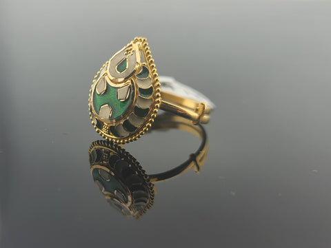 21K Solid Gold Pear Shaped Enamel Ring R9978 - Royal Dubai Jewellers