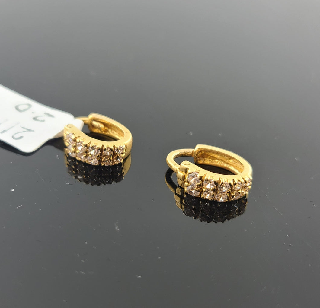 21K Solid Gold Minimal Zircon Earrings E221352 - Royal Dubai Jewellers