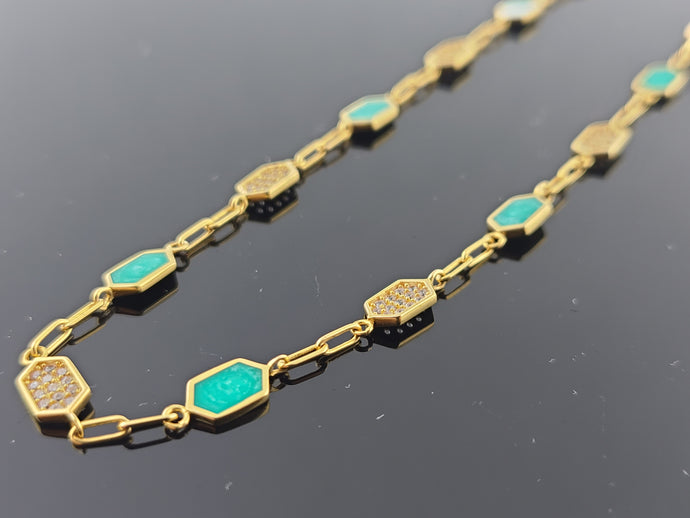 21K Solid Gold Designer Enamel Chain C5639 - Royal Dubai Jewellers