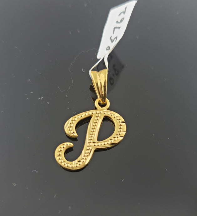 22K Solid Gold Initial P Pendant P5762 - Royal Dubai Jewellers