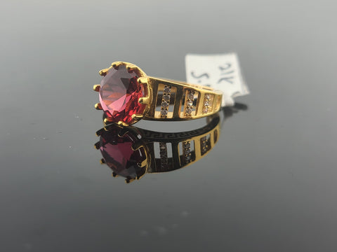 21K Solid Gold Designer Zircon Ring R8003 - Royal Dubai Jewellers