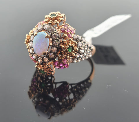 22K Solid Gold Designer Zircon Ring R16812 - Royal Dubai Jewellers
