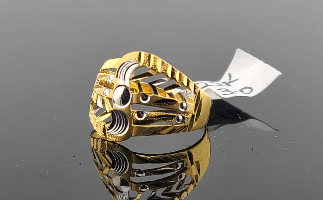 22K Solid Gold Two Tone Designer Ring R9894 - Royal Dubai Jewellers