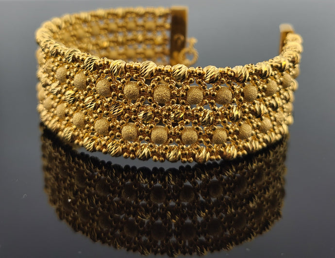 21K Solid Gold Beaded Bangle Bracelet BR6300 - Royal Dubai Jewellers