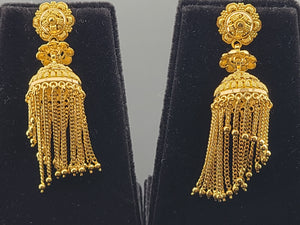 22K Solid Gold Designer Jhumki EE50 - Royal Dubai Jewellers