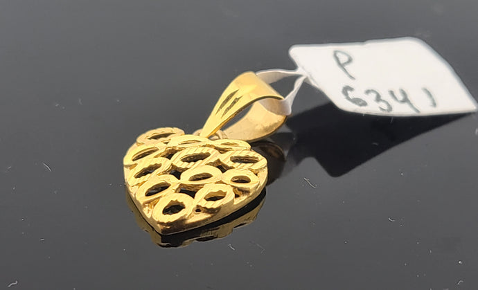 22K Solid Gold Designer Heart Pendant P6341 - Royal Dubai Jewellers