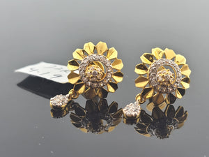 22K Solid Gold Floral Studs EE10 - Royal Dubai Jewellers