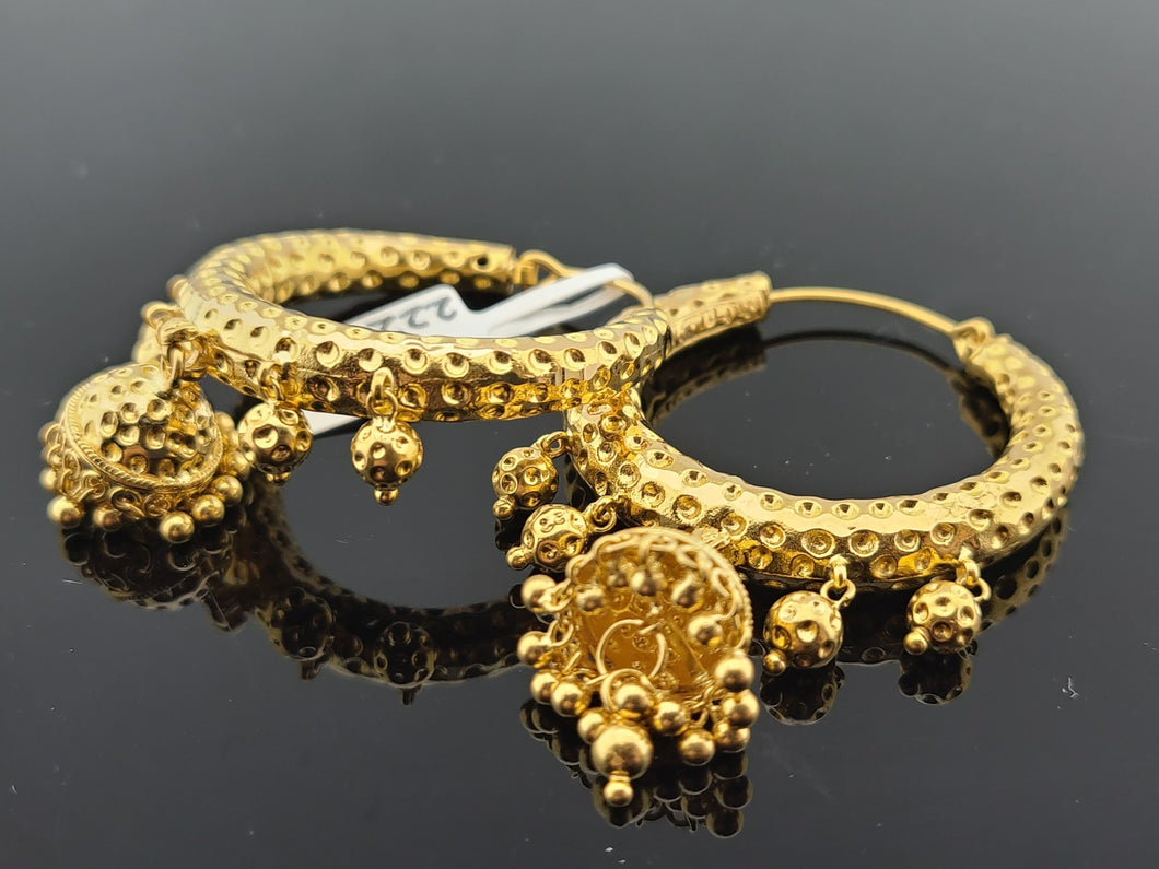 22K Solid Gold Designer Jhumki Earrings E2220181 - Royal Dubai Jewellers