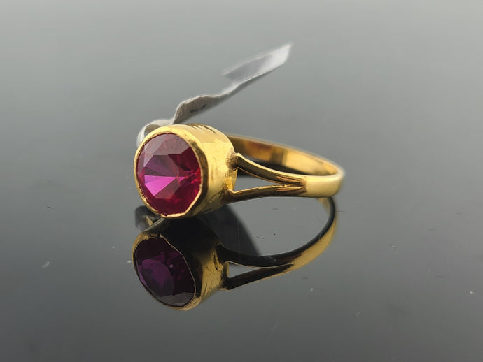 22K Solid Gold Bezel Set Gemstone Ring R9170 - Royal Dubai Jewellers
