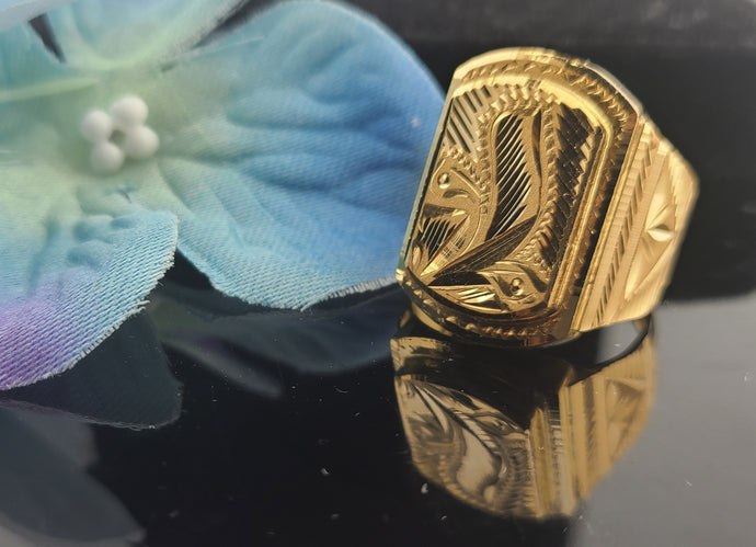 22K Solid Gold Designer Men's Ring R16852 - Royal Dubai Jewellers