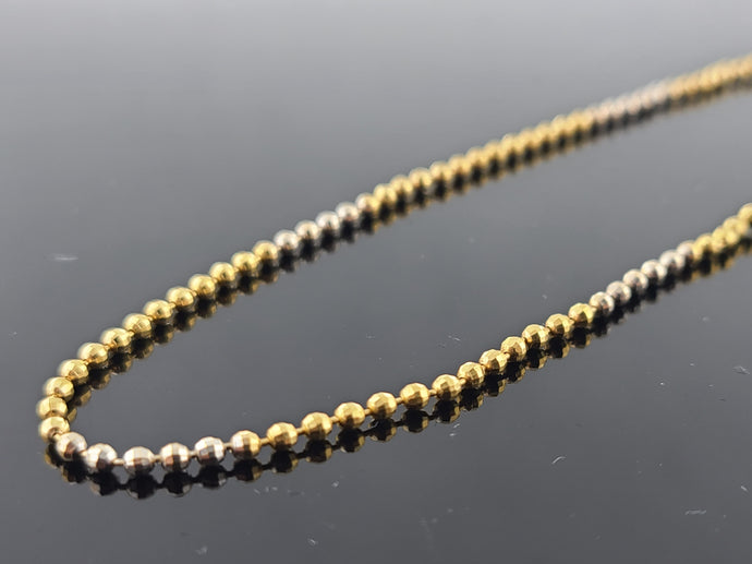 22K Solid Gold Two Tone High Polished Beaded Chain C5643 - Royal Dubai Jewellers