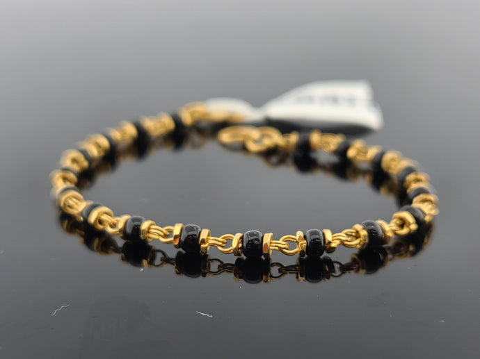 22K Solid Gold Black Beads Bracelet CB1857 - Royal Dubai Jewellers