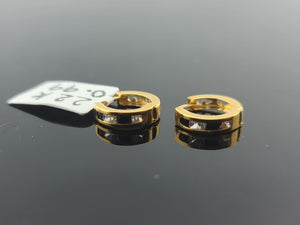 22K Solid Gold Minimal Zircon Hoops EE147 - Royal Dubai Jewellers