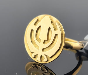 22K Solid Gold Religious Khanda Ring R8910 - Royal Dubai Jewellers