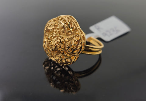 21K Solid Gold Designer Floral Ring R9236 - Royal Dubai Jewellers