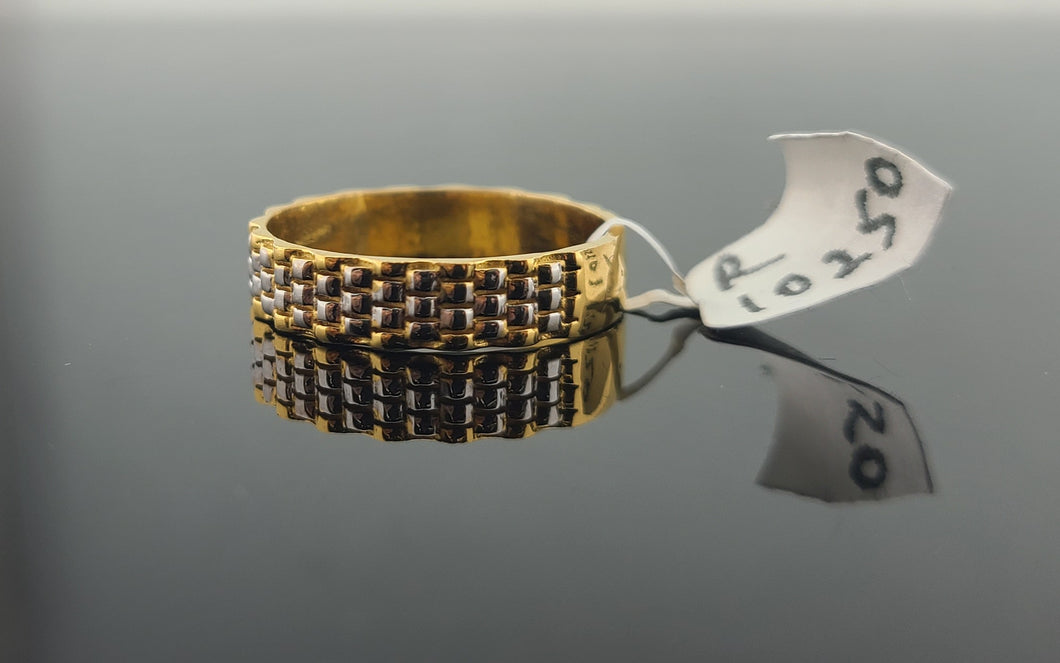 22K Solid Gold Designer Two Tone Band R10250 - Royal Dubai Jewellers