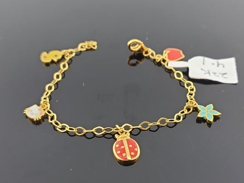 22K Solid Gold Fancy Charm Bracelet CB1819 - Royal Dubai Jewellers