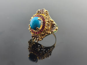 22K Solid Gold Multicolored Zircon Ring R10429 - Royal Dubai Jewellers