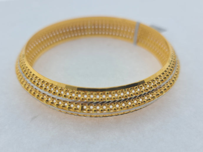 22K Solid Gold Two Tone Designer Bangle B9487 - Royal Dubai Jewellers