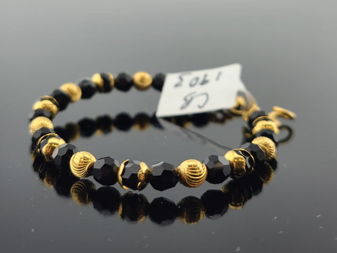 22K Solid Gold Black Beads Bracelet CB1903 - Royal Dubai Jewellers