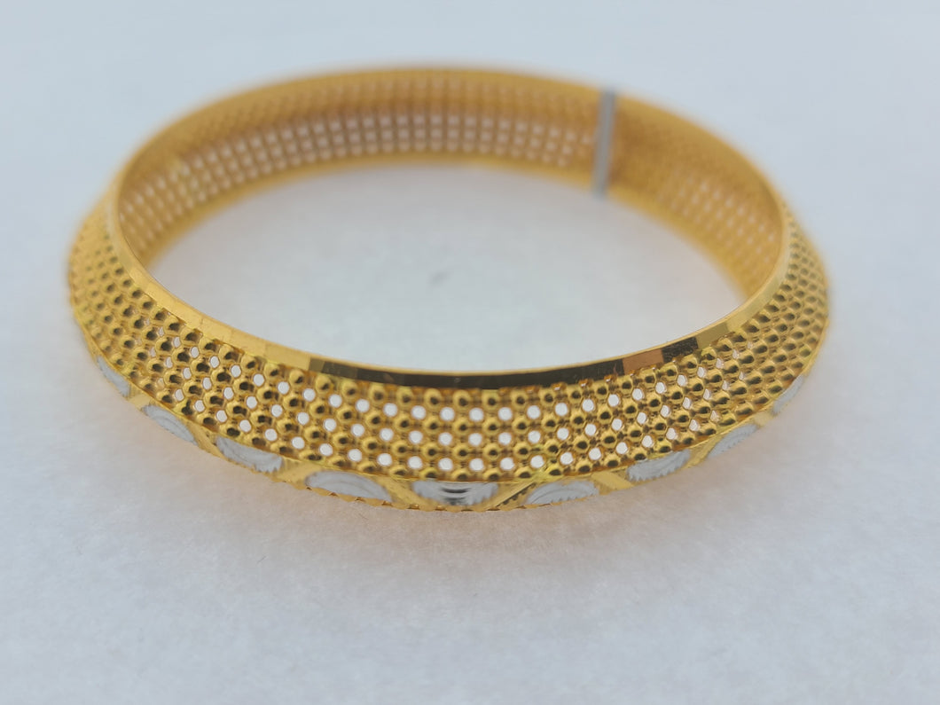 22K Solid Gold Two Tone Designer Bangle B9488 - Royal Dubai Jewellers