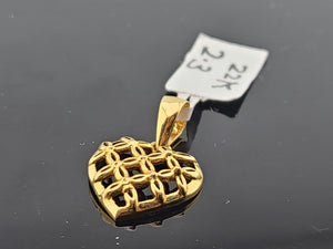 22K Solid Gold Heart Pendant P5735 - Royal Dubai Jewellers