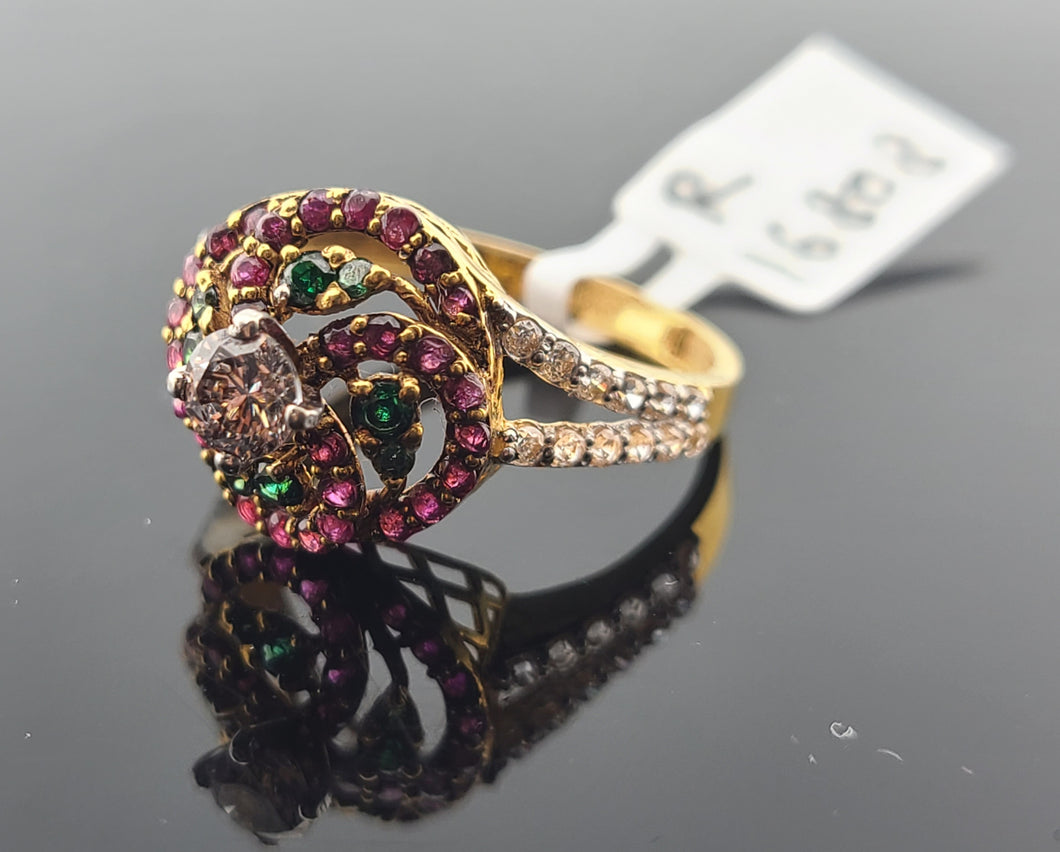 22K Solid Gold Designer Zircon Ring R16808 - Royal Dubai Jewellers