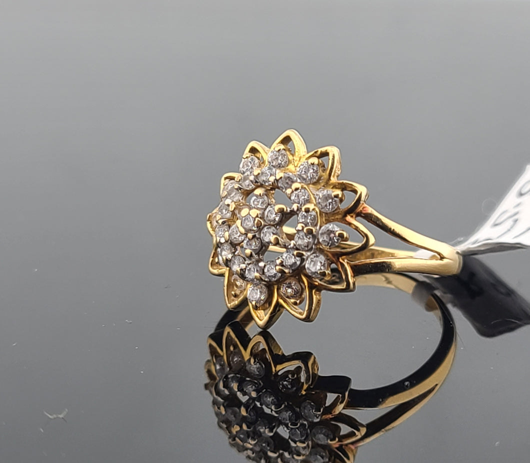 21K Solid Gold Floral Ring R9510 - Royal Dubai Jewellers