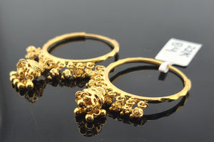 22K Solid Gold Designer Hoops E2220136 - Royal Dubai Jewellers