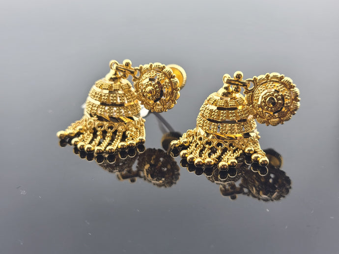 22K Solid Gold Small Jhumki Earrings EE49 - Royal Dubai Jewellers