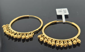 22K Solid Gold Designer Dangling Hoops E2220127 - Royal Dubai Jewellers