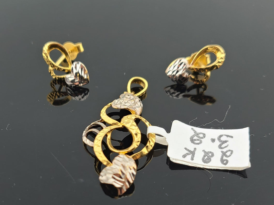 22K Solid Gold Two Tone Designer Pendant Set P6141 - Royal Dubai Jewellers
