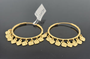 22K Solid Gold Designer Dangling Hoops E2220130 - Royal Dubai Jewellers