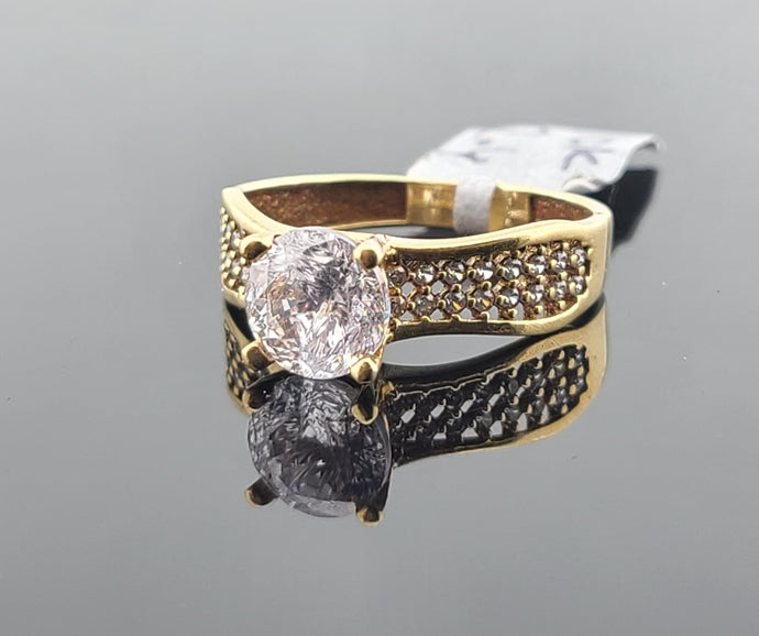10K Solid Gold Designer 4 Prong Zircon Ring R9252 - Royal Dubai Jewellers
