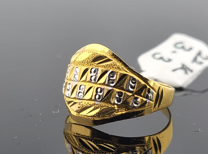 22K Solid Gold Two Tone Rhodium Ring R10149 - Royal Dubai Jewellers