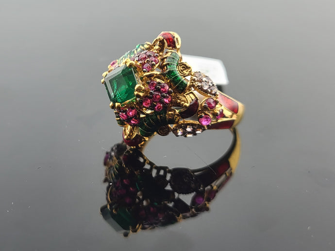 22K Solid Gold Multicolored Zircon Ring R10431 - Royal Dubai Jewellers