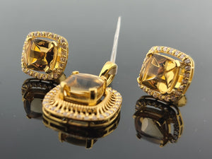 22K Solid Gold Designer Zircon Pendant Set P6187 - Royal Dubai Jewellers