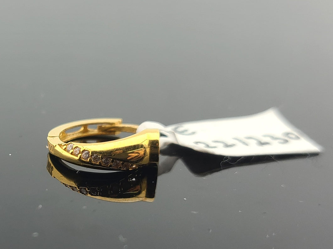 22K Solid Gold Designer Zircon Hoop E221230 - Royal Dubai Jewellers